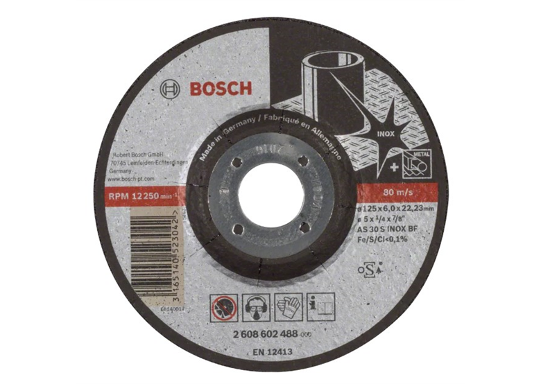 Schruppscheibe gekröpft  Inox AS 30 S INOX BF, 125 mm, 22,23 mm, 6,0 mm Bosch 2608602488