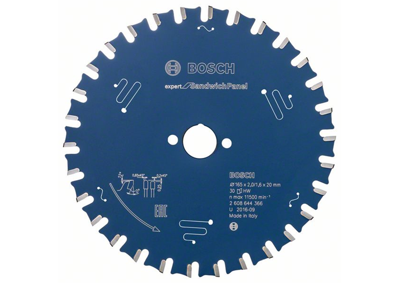 Kreissägeblatt 165x20mm T30 Bosch Expert for Sandwich Panel