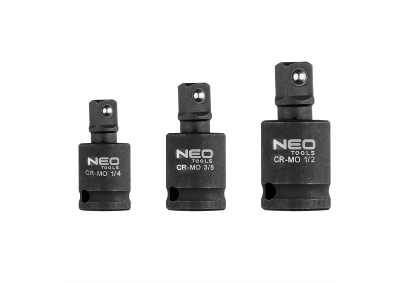 Satz mit 3 Schlaggelenken, 1/4„, 3/8“, 1/2" Neo 10-256