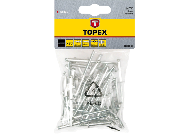 Alunieten 4.8 mm x 10 mm, 50 Stck. Topex 43E502